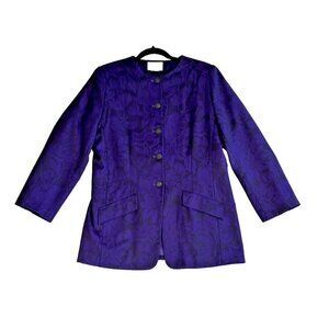 Pendleton Wool Jacket Blazer Purple Flora Black Violet Button Down Women's 10P